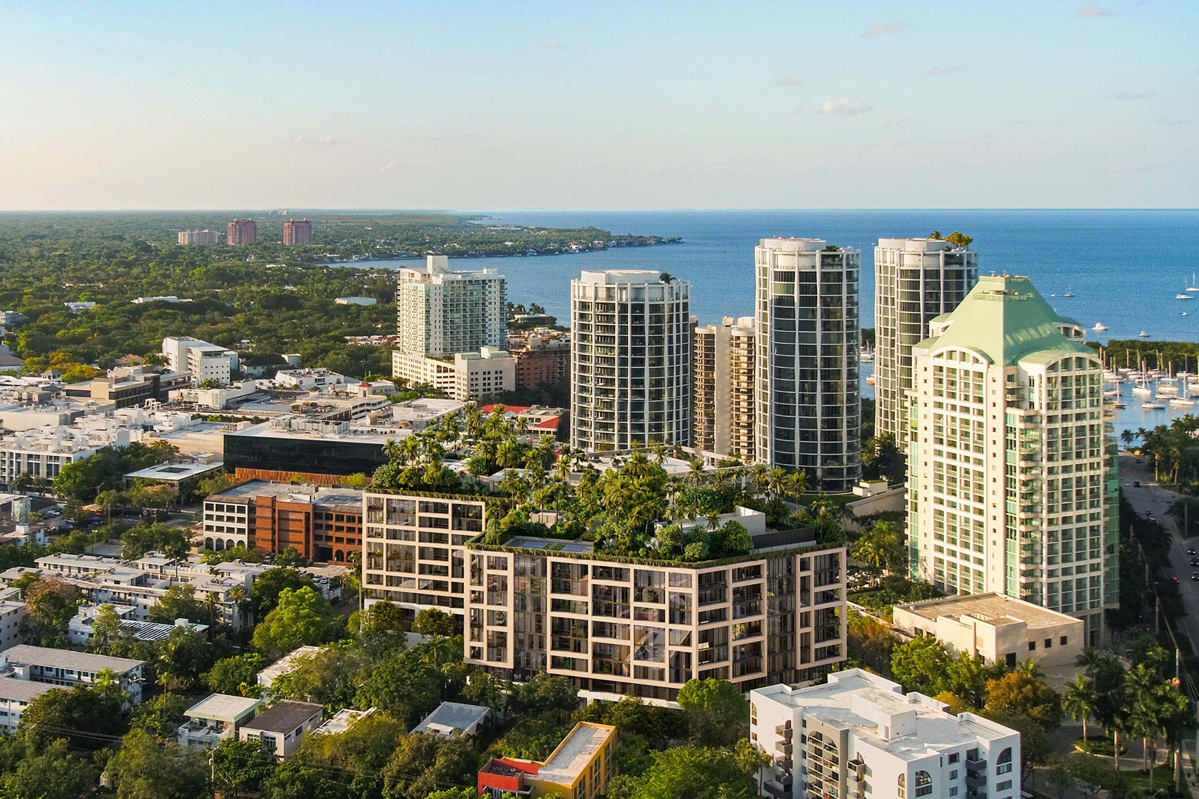 Rendering of THE WELL Coconut Grove Aerial View Skyline