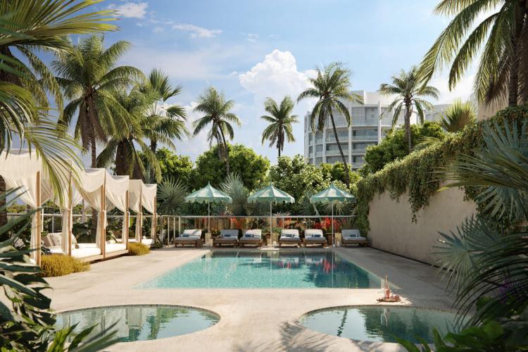 Rendering of THE WELL Coconut Grove Residents' Rooftop Pool, Cold Plunge and Hot Plunge